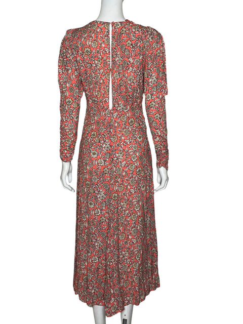 Vestido Zara Drapeado Flores Rosado - Talla S