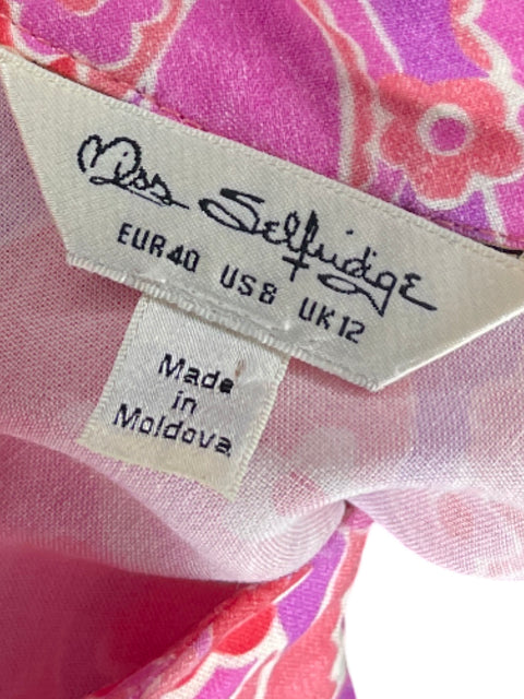 Vestido Miss Selfridge Estampado Floral Rosa - Talla 8