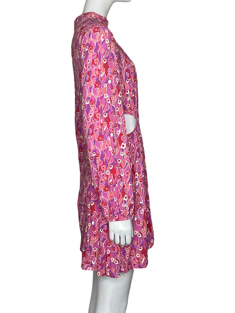 Vestido Miss Selfridge Estampado Floral Rosa - Talla 8