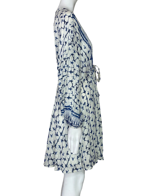 Vestido Zara Metalizado Transparente Azul-Talla S