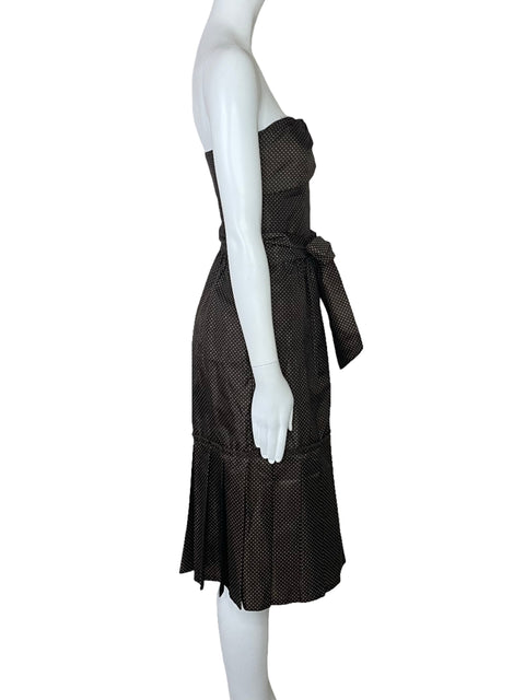 Vestido BCBG Strapless Lunares Marron-Talla 6