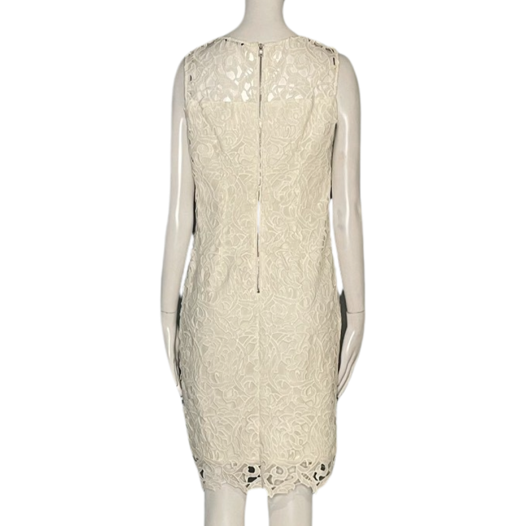 Vestido Tahari Bordado Midi Cremallera Blanco 
Talla M