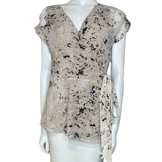 Blusa Halston Estampado Beige Talla-L