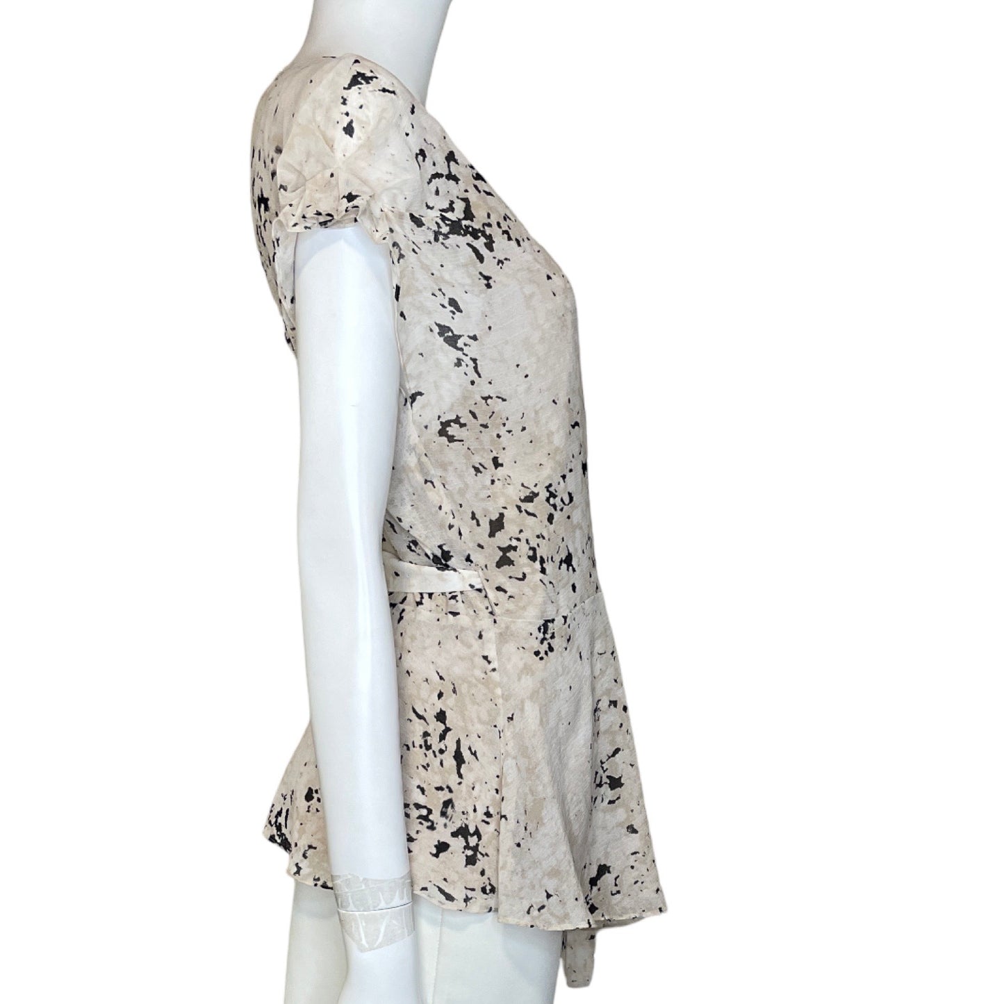 Blusa Halston Estampado Beige Talla-L