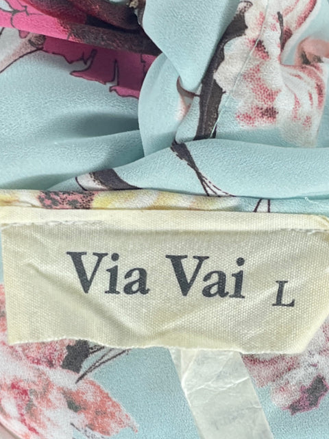 Blusa Via Vai Flores Capa Azul-Talla L