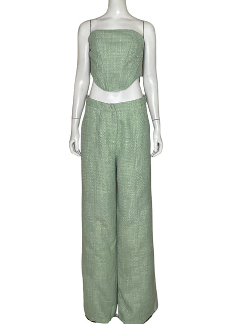 Set Tesoro TPS Top + Pantalón Tweed Verde - Talla M