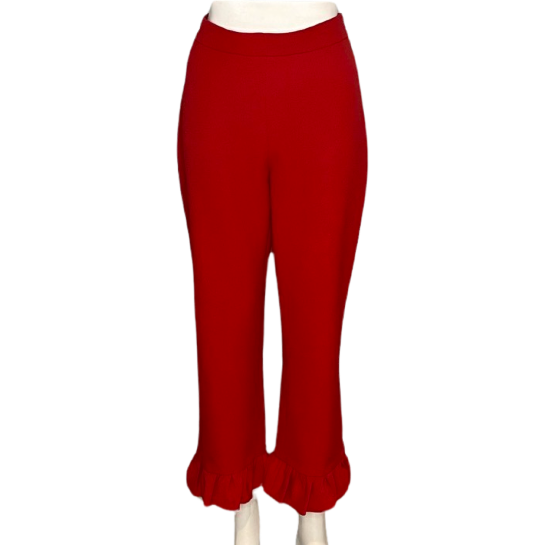 Pantalón Zara Vuelos Basta ancha Rojo-Talla L