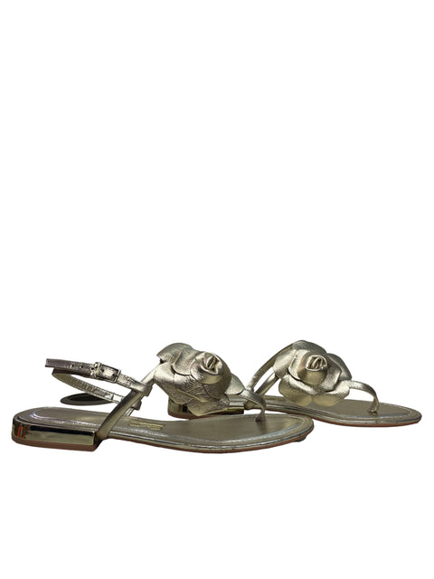 Calzado Santa Lola Couro Metalizado Dorado-Talla 37