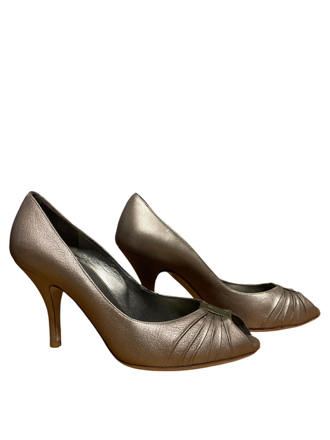 * Calzado Ferragamo Open Toe Metalizado-Talla 7.5