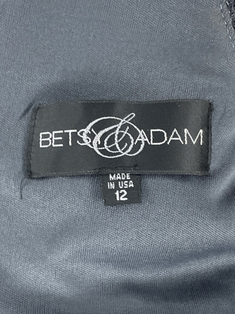 Vestido Betsy Adam Lentejuelas Flecos Gris-Talla 12