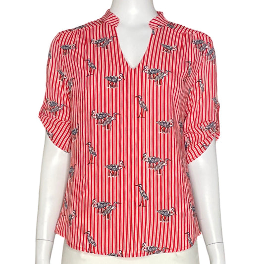 Camisa Camila Casual Rayas Rojo-Talla 2