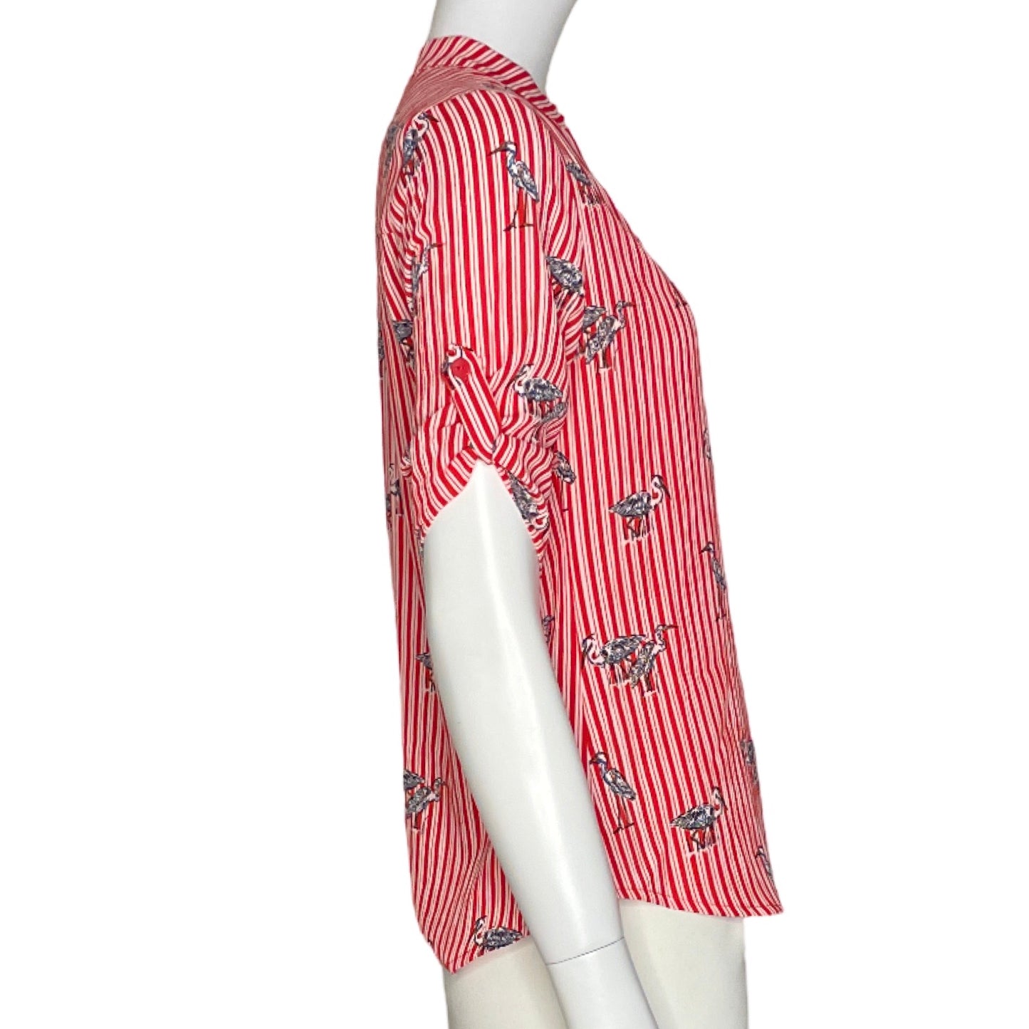 Camisa Camila Casual Rayas Rojo-Talla 2