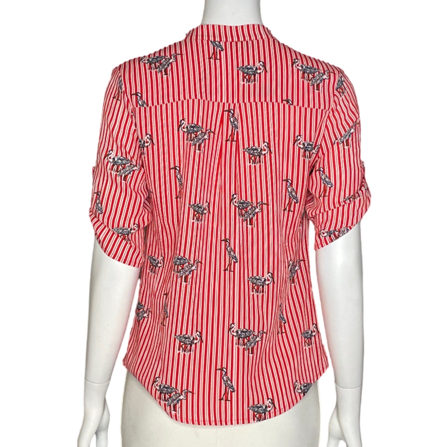 Camisa Camila Casual Rayas Rojo-Talla 2