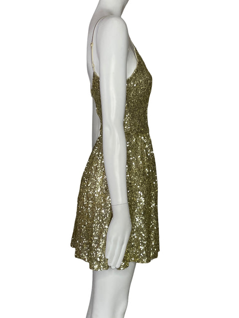 Vestido B.Darlin Lentejuelas Acampanado Dorado-Talla 4