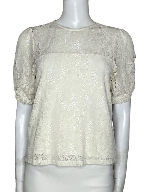 Blusa Anthropologie Encaje Blanco-Talla XS