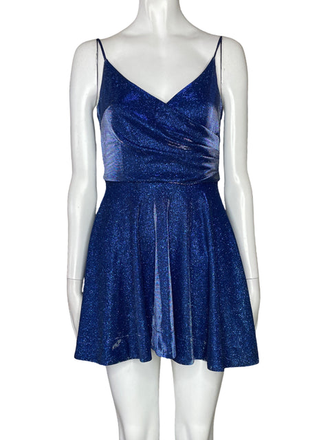 Vestido B.Darlin Brillo  Acampanado Azul-Talla 0