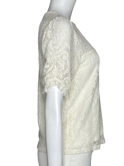 Blusa Anthropologie Encaje Blanco-Talla XS