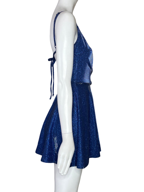 Vestido B.Darlin Brillo  Acampanado Azul-Talla 0