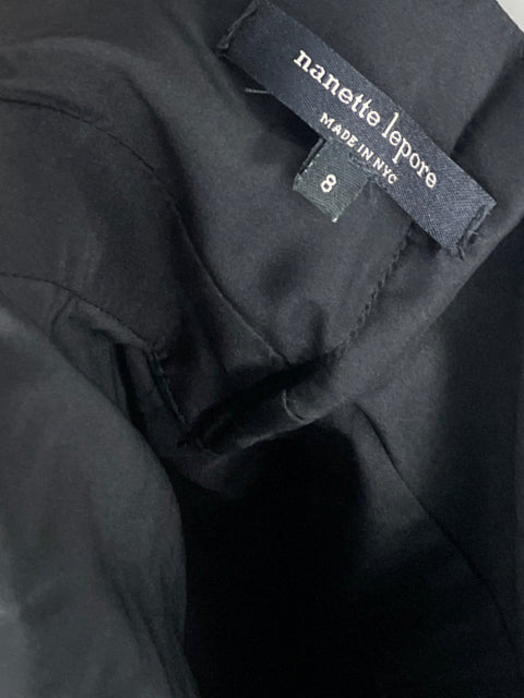 Blusa Nanette Lepore Tiras Plisado Negro - Talla 8