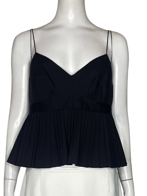 Blusa Nanette Lepore Tiras Plisado Negro - Talla 8