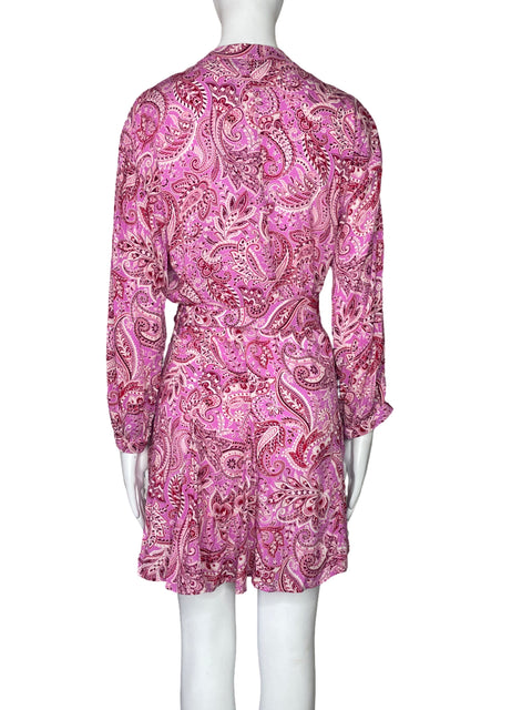 Vestido Zara Capas Fluido Botones Rosado-Talla M