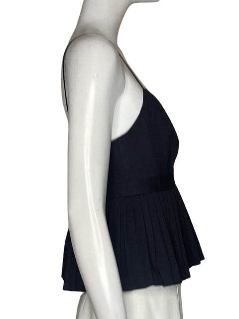 Blusa Nanette Lepore Tiras Plisado Negro - Talla 8