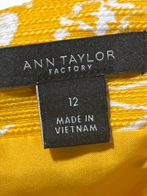 Falda Ann Taylor Floral Amarillo-Talla 12