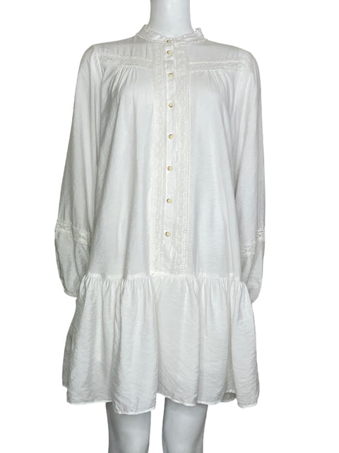 Vestido Zara Mini Boho Chic Blanco-Talla L