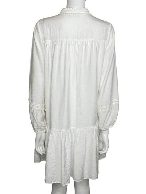 Vestido Zara Mini Boho Chic Blanco-Talla L