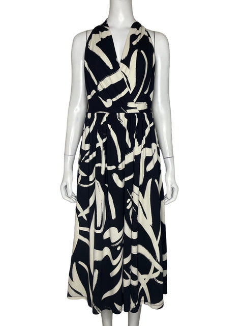Vestido Donna Karan Sin Mangas Animal Print Blanco - Talla 2