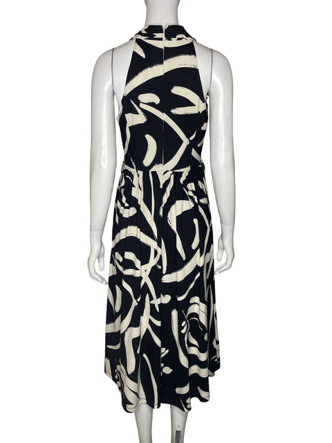 Vestido Donna Karan Sin Mangas Animal Print Blanco - Talla 2