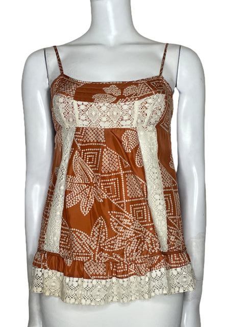 Blusa BCBG Tiras Puntos Marron - Talla XS