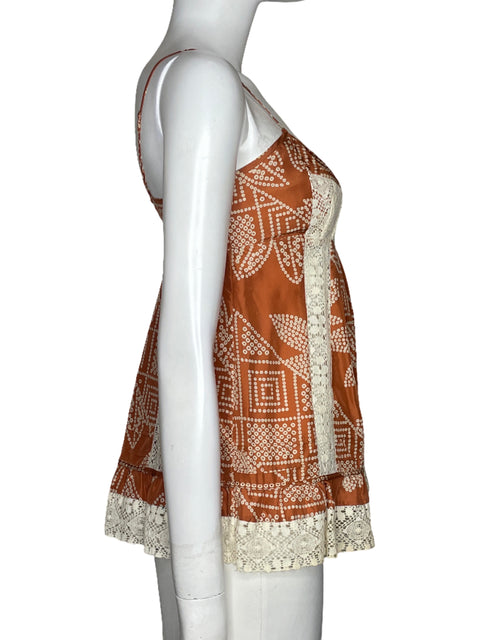 Blusa BCBG Tiras Puntos Marron - Talla XS