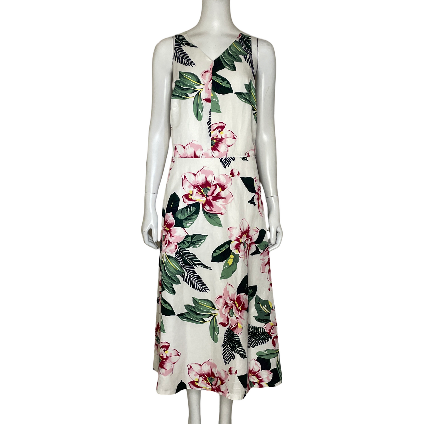 Vestido Floral Banana Republic Blanco-Talla 10