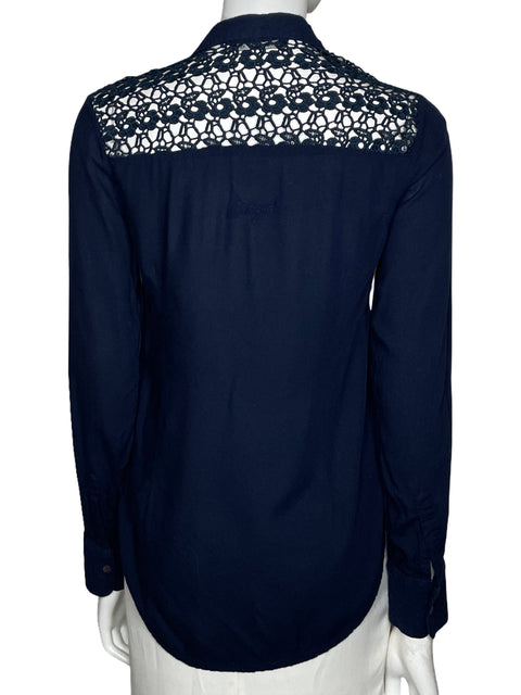 Blusa Desigual Bordada Azul-Talla XS