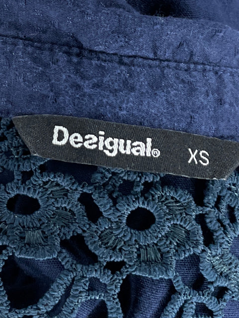 Blusa Desigual Bordada Azul-Talla XS