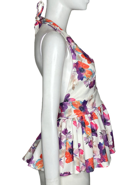 Blusa Natalia Munarriz Floral Blanco-Talla S