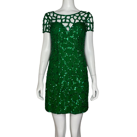 Vestido Shail K.  Sequin Verde -Talla 4