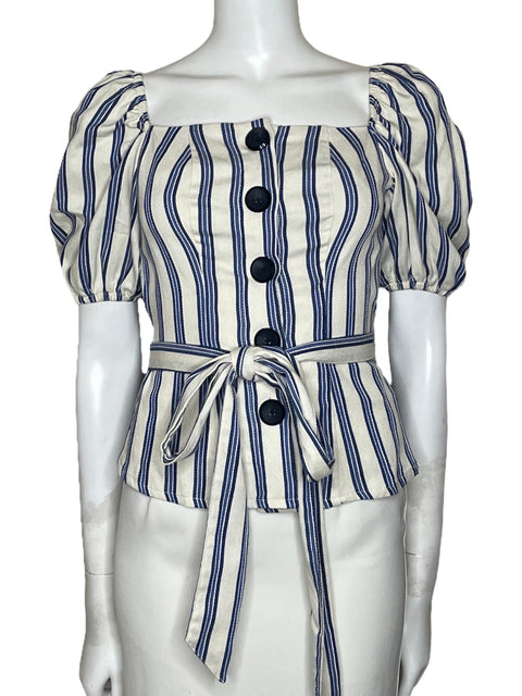 Blusa Studio F Rayas Botones Blanco-Talla XXS