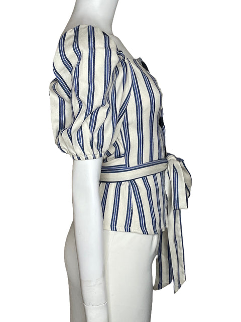 Blusa Studio F Rayas Botones Blanco-Talla XXS