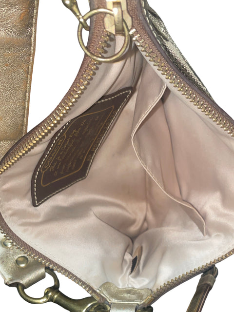 * Bolso Coach Signature Stripe Pouchette Beige-Talla S