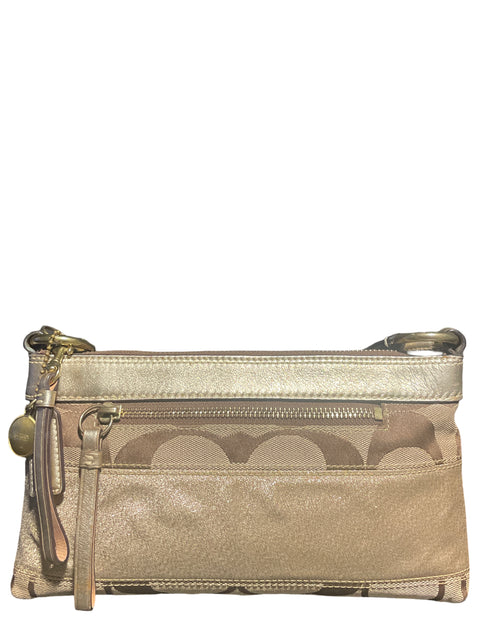 * Bolso Coach Signature Stripe Pouchette Beige-Talla S