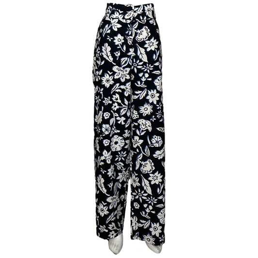 Pantalòn Zara Estampado Floral Negro-Talla M