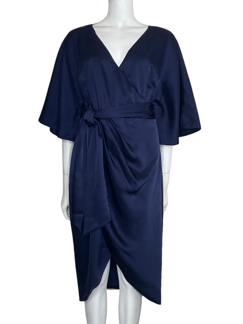 Vestido Theia Satinado Drapeado Azul-Talla 8