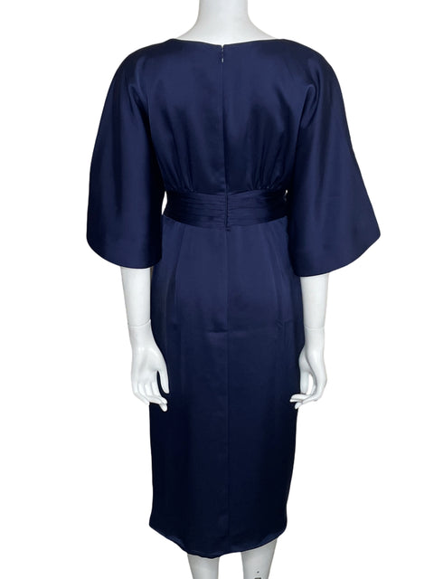Vestido Theia Satinado Drapeado Azul-Talla 8