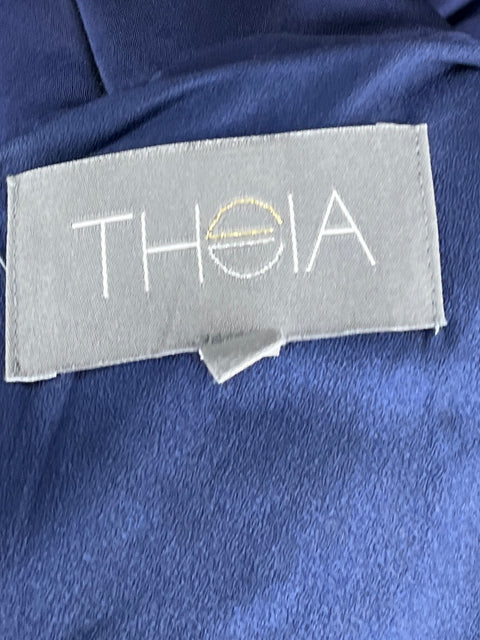 Vestido Theia Satinado Drapeado Azul-Talla 8