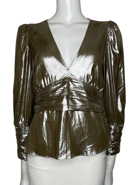 Blusa Zara Metálica Dorado-Talla M