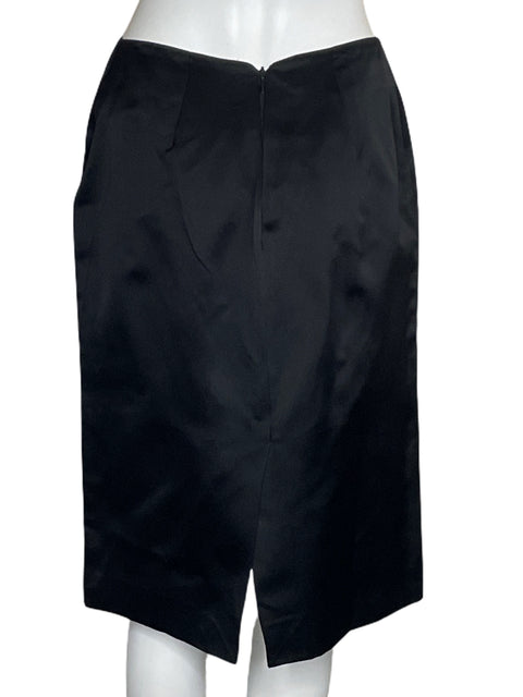 Falda Carolina Herrera NY Satinada Negro-Talla 6