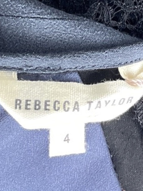 Vestido Rebecca Taylor Encaje Vuelo Azul-Talla S