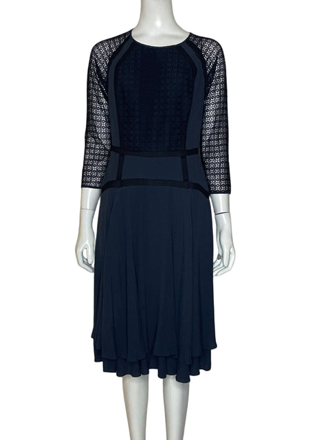 Vestido Rebecca Taylor Encaje Vuelo Azul-Talla S